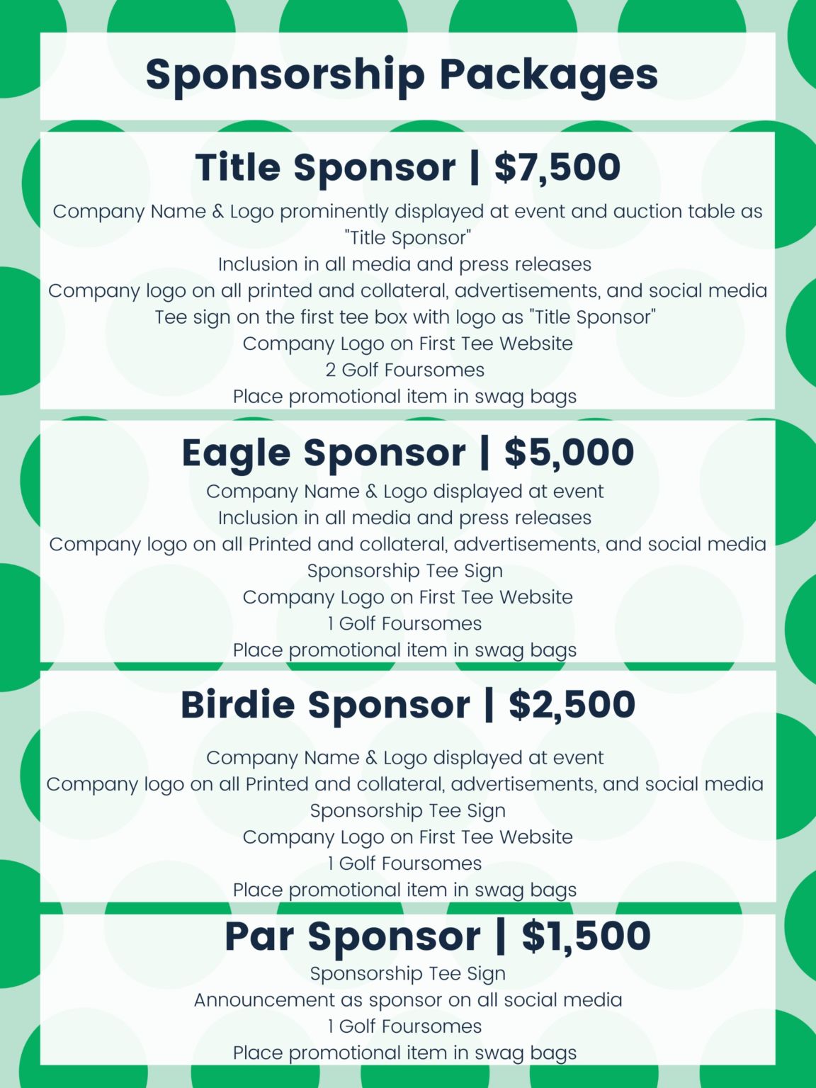 Sponsorship Packages - First Tee - Northern Nevada